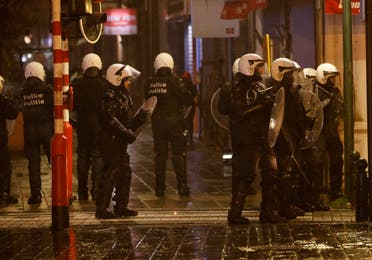 الشرطة في بروكسل بعد أعمال الشغب اليوم
