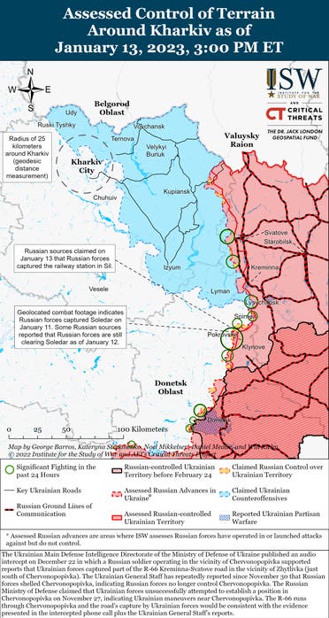 خرائط نشرها معهد دراسة الحرب حول آخر التطورات الميدانية في أوكرانيا