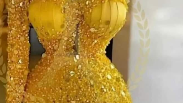 الذهب الخالص .. فستان قيمته 15 مليون جنيه يثير الجدل في مصر